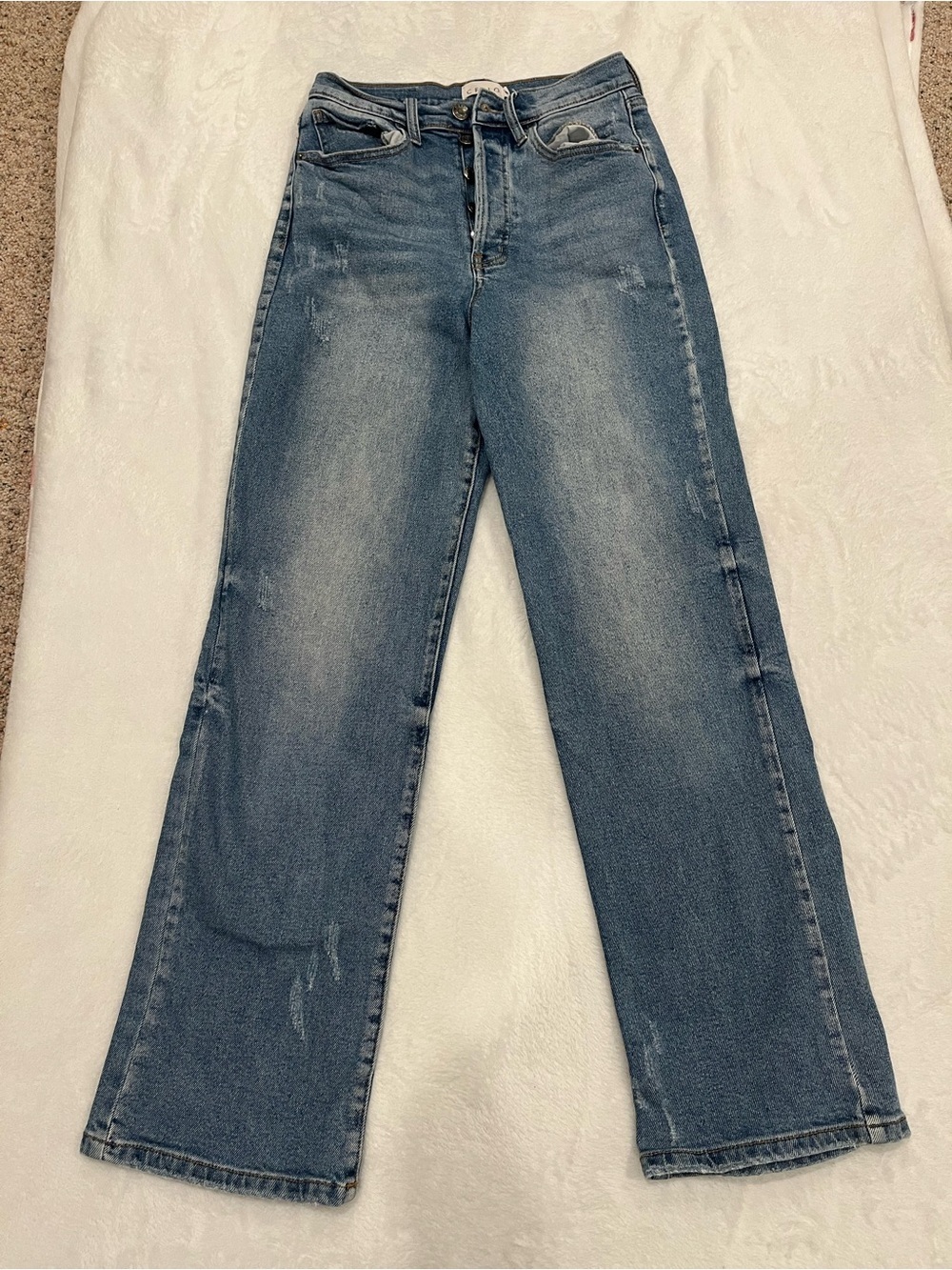 CELLO High Rise Button Fly Distressed Straight Leg Jeans - Size 5